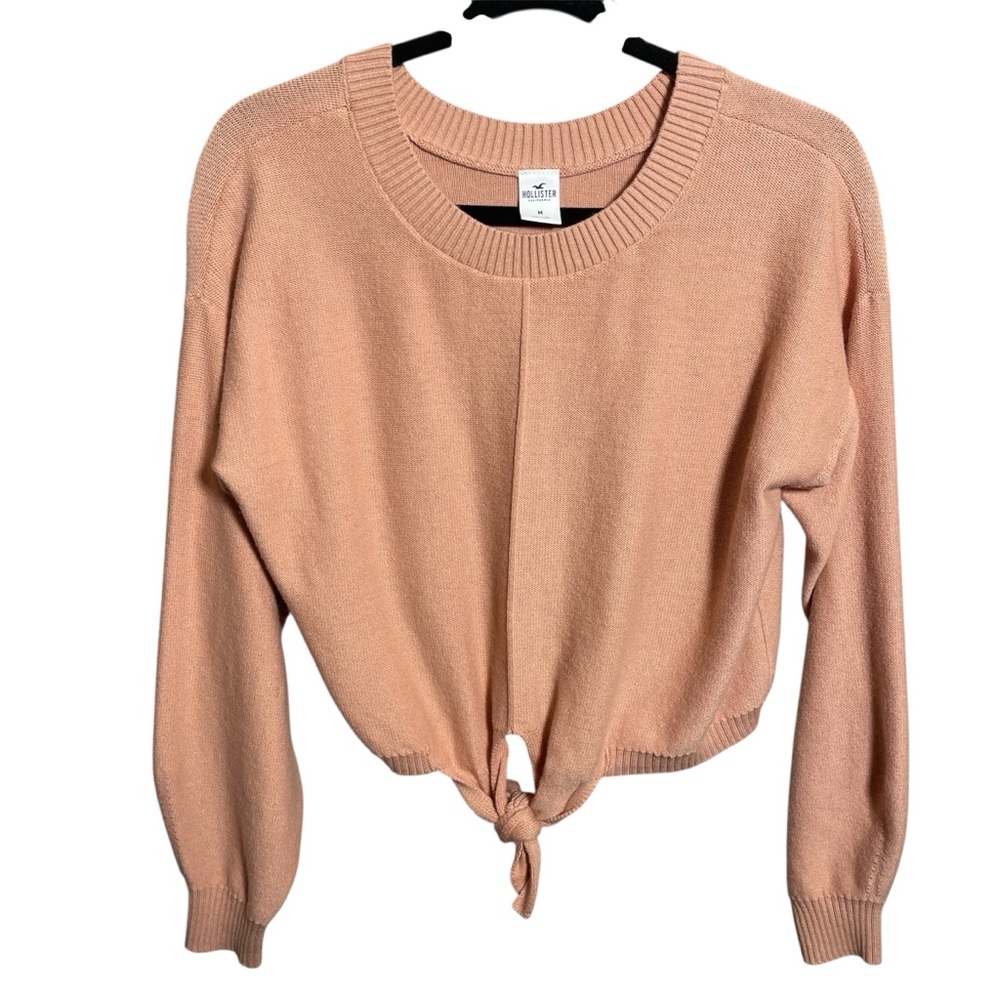 Hollister cropped tie front knit sweater medium